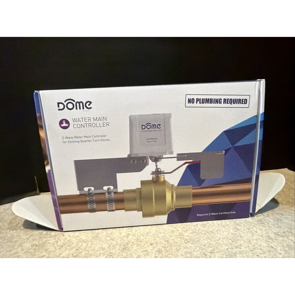 Dome DMWV1 Z-Wave Water Main Shut-Off Valve Smart Home Complete w/ Manual